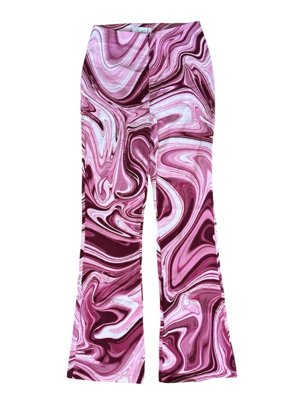 Hosbjerg Pink Swirl Marble Print Flared Pants XS